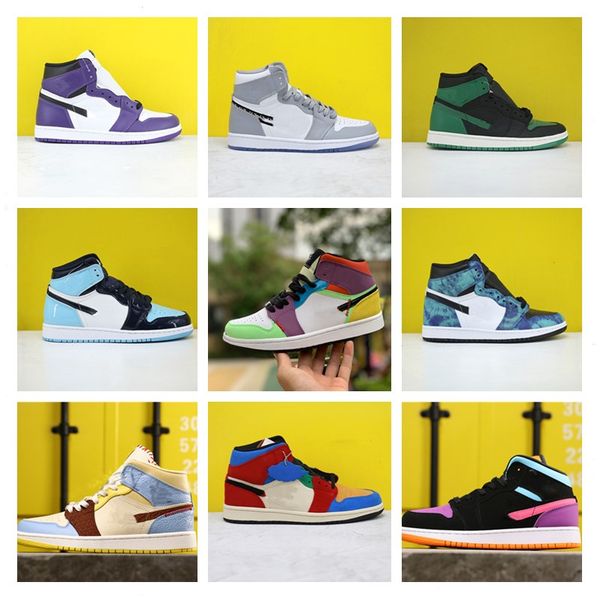 

high royal toe pine green 1s black and white panda men's women's basketball shoes court purple obsidian 1 smoke grey unc bloodline