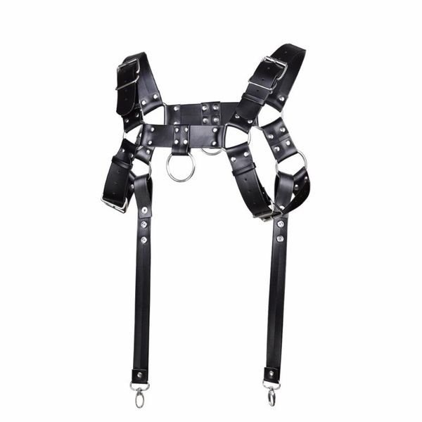

male chest harness pu leather bondage slave fetish restraints straps belts products toys club costumes props for men, Red;black