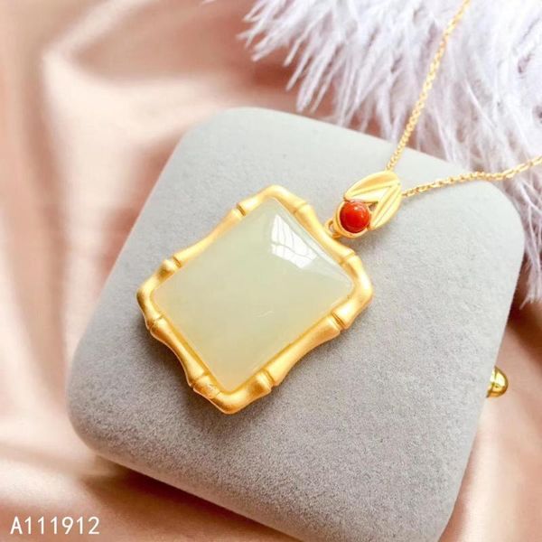 

kjjeaxcmy fine jewelry natural white jade 925 sterling silver new women gemstone pendant necklace chain support test beautiful