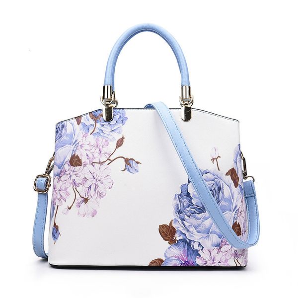 

new designer ladies hand bag brand printing flower pu leather women handbags shoulder bag for female tote bags