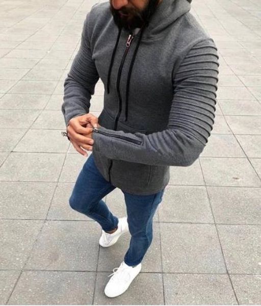 

year 4 color 8 size pleated long sleeve hooded sweater men's kg-42, Black