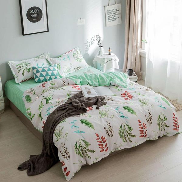 

tropical leaves plants print green bed cover set duvet cover child bed sheets and pillowcases comforter bedding set 61040