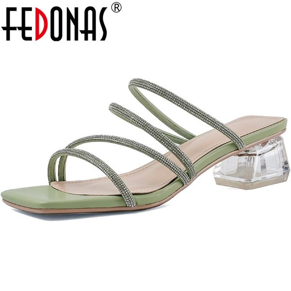 

fedonas rhinestone glitters women's sandals for walking at home fashion high heels pumps 2020 party house shoes woman, Black