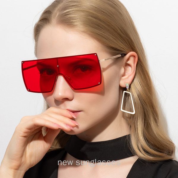 

sunglasses 2021 fashion oversize rimless women vintage flat integrated sun glasses uv400 with box fml, White;black