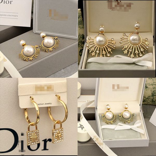 

earrings band brass plated gold color sterling silver needle allergy proof letter earrings temperament female 13 kinds of earrings 2072102b, Golden