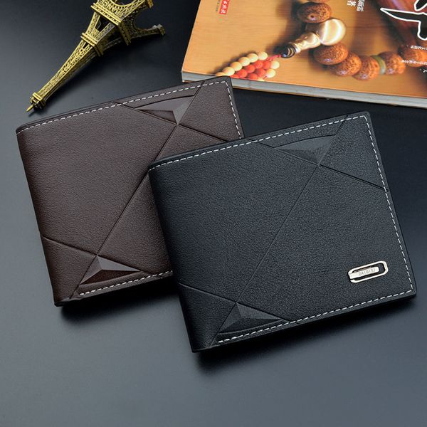 

fashion 3pcs mens leather wallet pockets card open clutch cente bifold purse vintage simple short man purse, Red;black