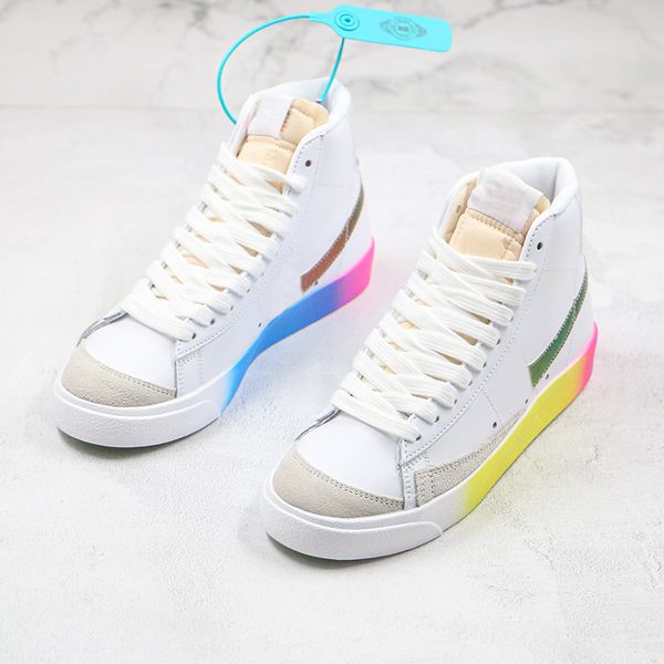 

blazer mid 77 vntg the new way running casual shoes luminous men women black white rainbow colorful chaussures fashion sneakers trainers, White;red