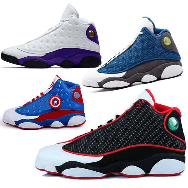 

2019 new men designer basketball shoes lakers rivals 13s cap and gown 13 atmosphere grey he got game mens trainer sport sneakers, Black