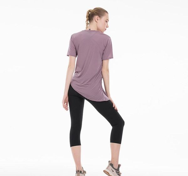 

naked-feels fabrics loose gym workout yoga t-shirt women breathable plain fitness sport short sleeved shirts, White;red