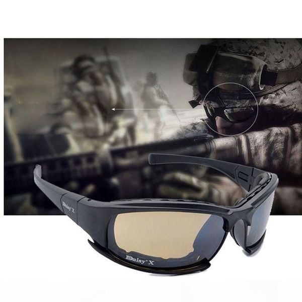 

military goggles bullet-proof army x7 polarized sunglasses 4 lens hunting shooting airsoft cycling full finger motorcycle glasse mx190817, Silver