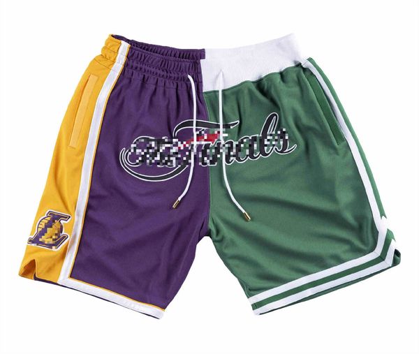

2008 finals los angeles lakers men boston celtics city split shorts just don pocket pants red white s-3xl, Black;red