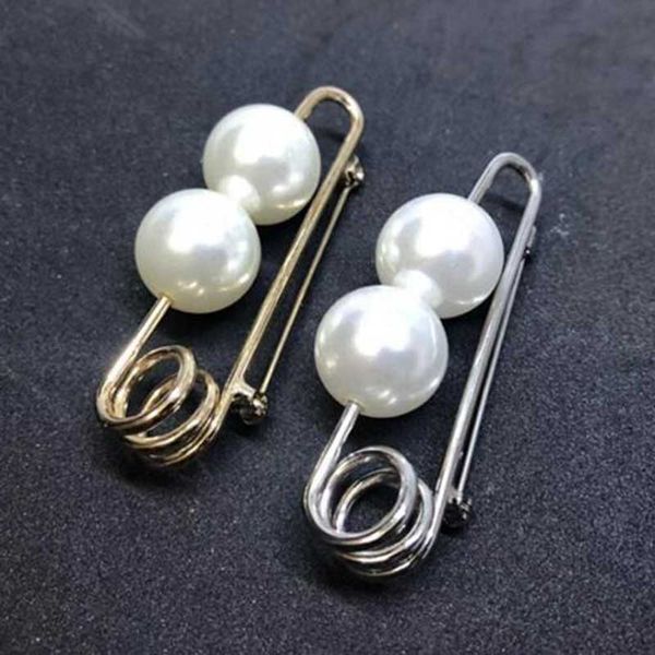 

wholesale fashion pearl scarf clips brooch pins gold silver paperclips brooches women suit lapel pins accessories jewelry, Gray