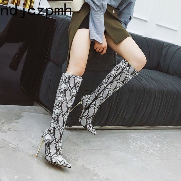 

women's boots the new winter color matching pointed zipper high heel high tube women's shoes plus size 34-48 heel height 10cm, Black