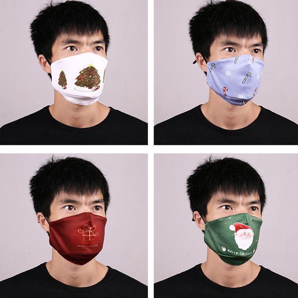 

men face mask christmas pattern 3d mask custom pattern pm2.5 with 2 filter dustproof and anti-haze washable fashion printed