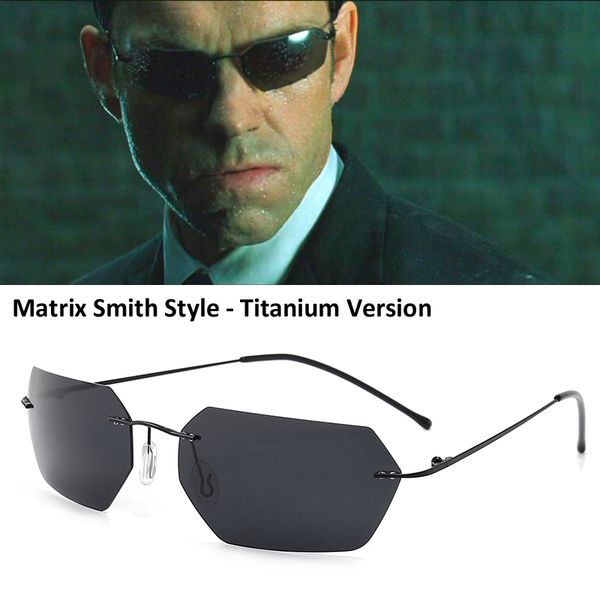 

hbk 2020 the matrix agent smith style polarized sunglasses rivets men driving titanium polygon sun glasses for men, White;black
