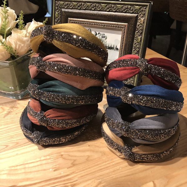 

korean hair accessories diamond crystal rhinestone knot headbands for women dance party hair hoop lady girls hairbands 2020 new