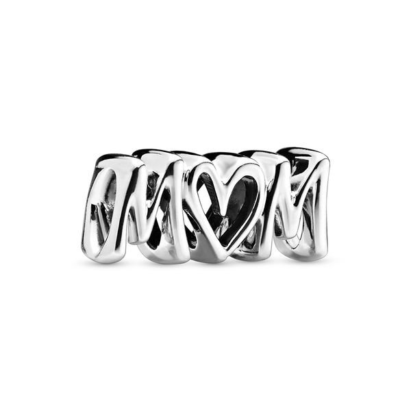

аутентичный ale 925 sterling silver mom script charm 2020 fashion designer день матери подвеска бисер для ювелирных изделий diy делает pando, Black