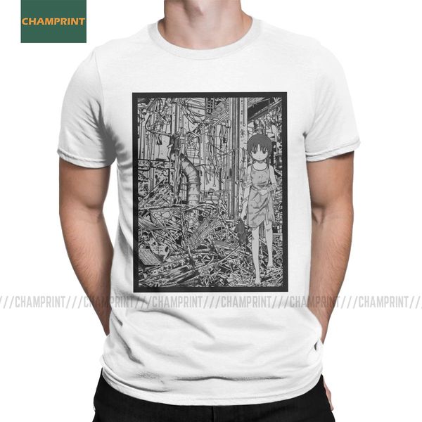 

men's t-shirts serial experiments lain wired in solitude pure cotton tees short sleeve glitch girl sci fi japanese t shirts