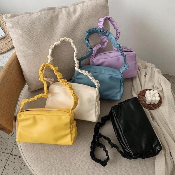 

мода solid color женщины сумки кожа простые плиссированные топ-ручка тотализаторов кошелек женский повседневный путешествия подмышек мешки п