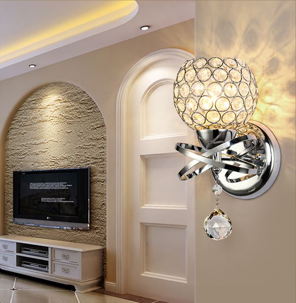 

wall sconce crystal wall light simple creative warm bedroom bedside wall lamp crystal lights iron crystal 85-265v lamps