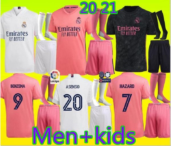 

20 21 Real Madrid Soccer Jersey HAZARD home away adult soccer shirt ASENSIO ISCO MARCELO madrid 20 21 kids kit Football uniforms + socks