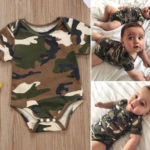 

camouflage print baby clothes boys amp;girl short sleeve baby rompers jumpsuit casual summer new born baby clothes outfits 0 24m, Blue