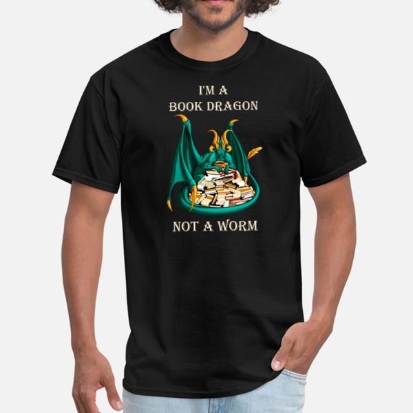 

i'm a book dragon not a worm shirt bookworm book l t shirt men designing short sleeve round neck costume loose funny summer letters shi