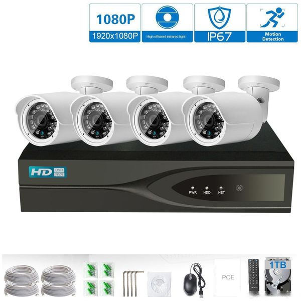

hd 1800p poe 4pcs 2.0mp ip network home security camera cctv system 4ch hdmi nvr email alert p2p surveillance kits