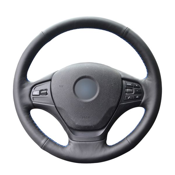

hand-stitched black pu artificial leather car steering wheel cover for bmw f30 316i 320i 328i accessories