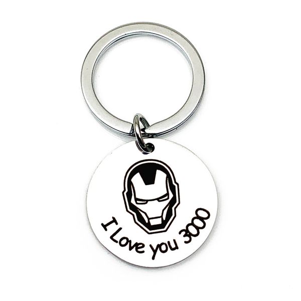 

iron man keychain woman key creative chain bags man letter silver color key ring stainless pendant accessories brelok