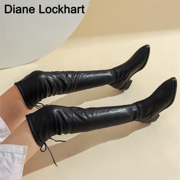 

2021 nightclub thigh boots women high boot women's pointed elastic botas de mujer stovepipe over the knee boots winter, Black