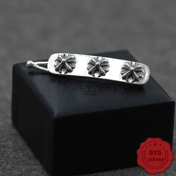 

s925 sterling silver hair accessories hairpin simple cross flower letters personality high-end punk hip-hop style modeling, Golden;silver