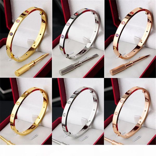 

silver rose 18k gold 316l stainless steel screw bangle bracelet with screwdriver and original box screws never lose, Black