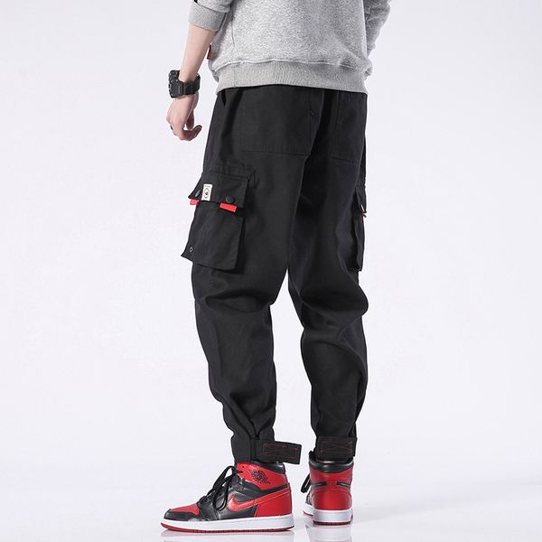 

bqodqo 2020 pants for men cotton drawstring trousers summer sports loose pants jogger streetwear casual trendy trouser stylish, Black