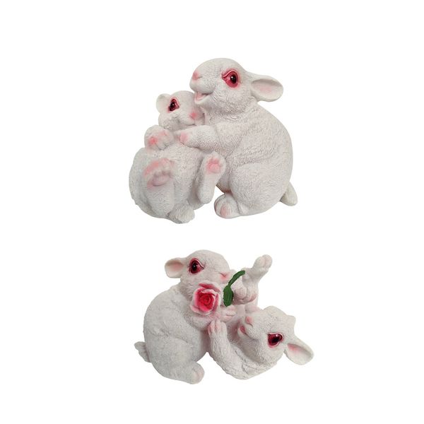 

2pcs малого смола кролик банни фигурка статуя открытого газон двор декор серый