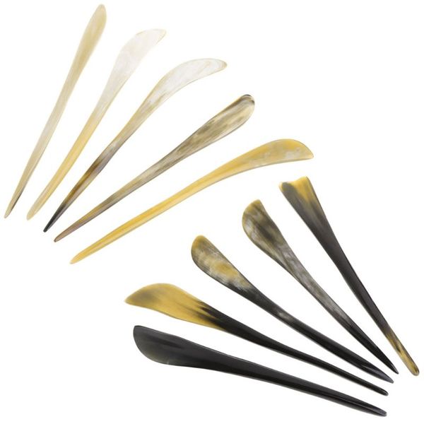 

1pc vintage hairpin chinese ancient hair updo style retro natural ox horn headwear, Golden;silver