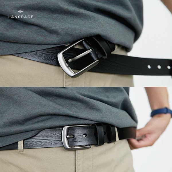 

lanspace brand handmade men's leather belts wholesale slim leisure jeans belt 3.7, Black;brown