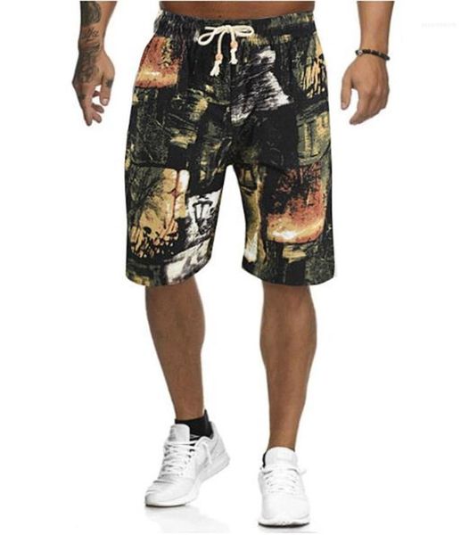 

clothes mens summer shorts fashion contrast color panelled geometric shorts casual elastic waist loose shorts mens, White;black