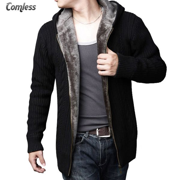 

men's sweaters cardigan masculino 2021 winter thick warm sweater men wool high-quality hooded loose style casual coats xxxl, White;black