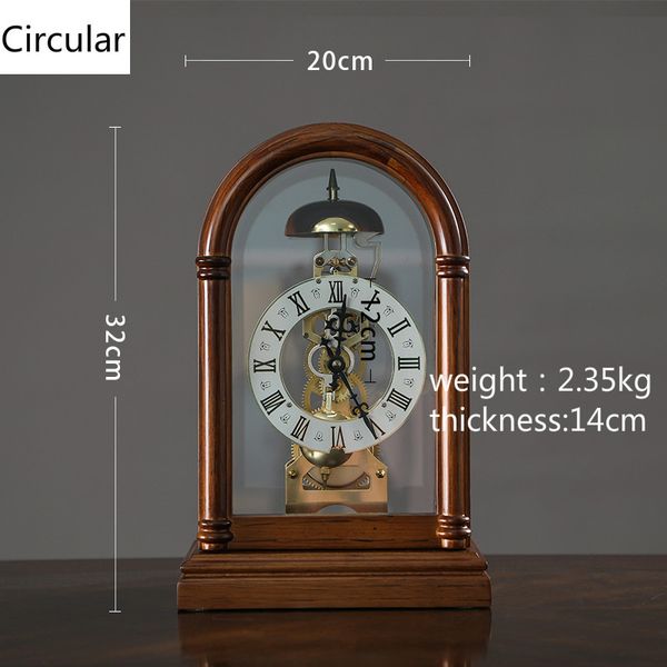 

american retro mechanical clock living room solid wood creative household tableclock ornament old gear art setting