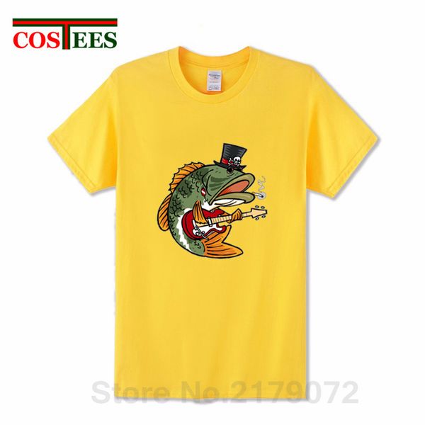 

2019 горячей продажи забавный мультфильм рыбы басиста футболки мужчин comic дизайн череп аниме бас-гитара футболка ьотте юмор манга тройники