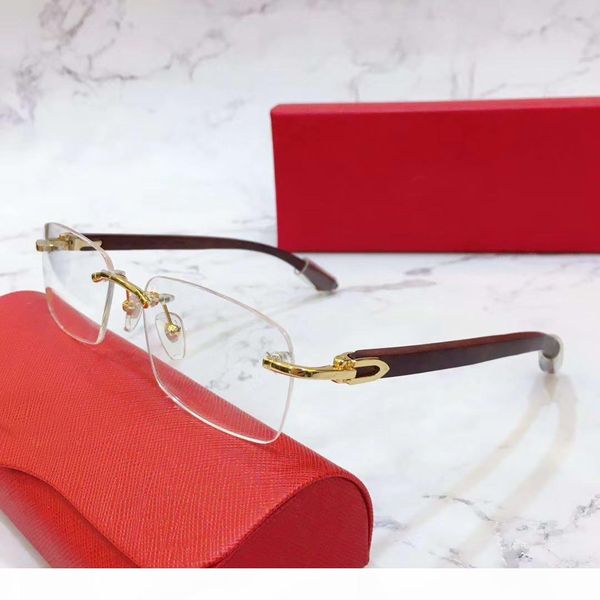 

rimless eyeglasses gold wooden clear glasses gafas de sol designer eyeglasses frames mens new with box, Black