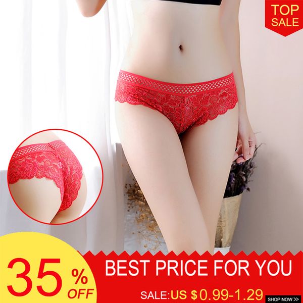 

women's panties plus size women low-rise seamless lace with floral underwear underpantes lingerie thongs briefs, Black;pink