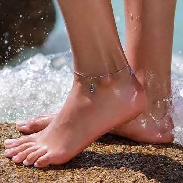 

ypay brand fashion luxury travel summer beach anklet party gift s925 sterling silver sliding lock anklet jewelry, Red;blue