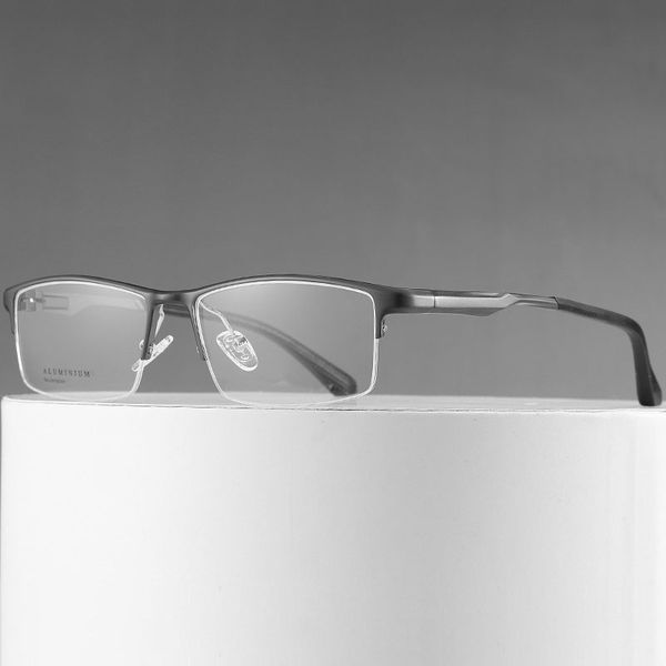

new arrival aluminum magnesium frame glasses half rim eyewear anti blue ray men business style optical spectacles, Black