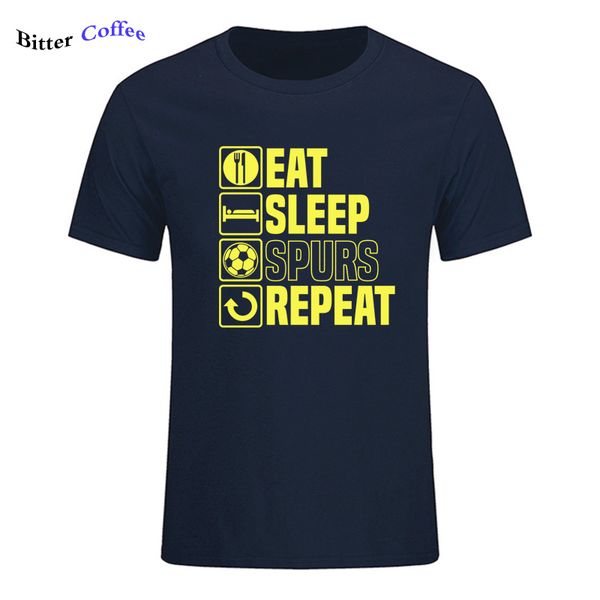 

новые мужчины с коротким рукавом хлопок teeshirt летние топы eat sleep шпоры t shirt смешные отцов день рождения подарочные марки футболки x