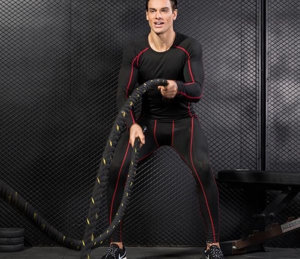 

gym t shirts pants skinny sets clothing mens work out fitness tracksuits sports, Gray