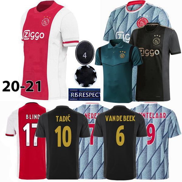 

2019 2020 2021 ajax soccer jerseys tadic promes neres de ligt van de beek huntelaar home away 3rd 20 21 football men and kids shirt 4xl, Black;yellow