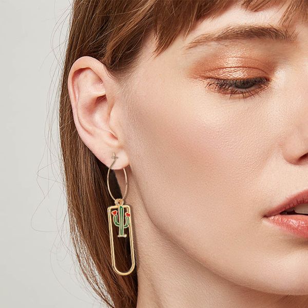 

korean personality design rectangle plant geometric wild alloy earrings earrings prom party valentine's day gift, Silver