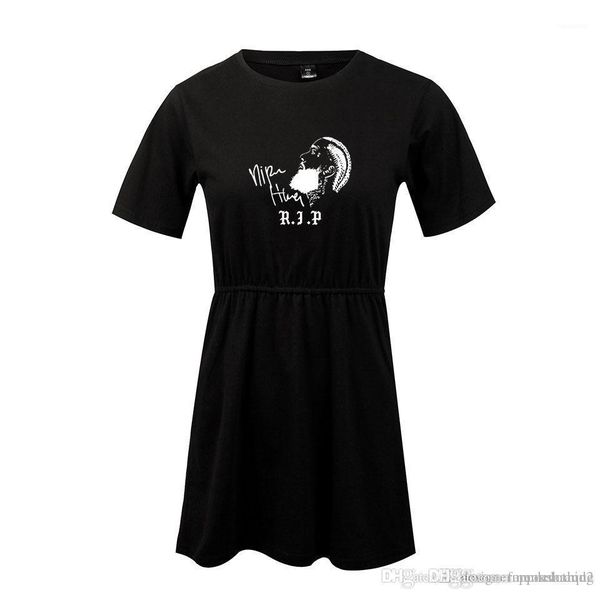 

summer dresses rip 3d digital printed female clothing crew neck a line fashion apparel nipsey hussle womens, White;black